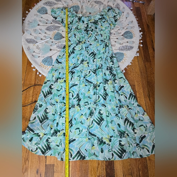 Rabbit Rabbit Rabbit Aqua Tropical Floral Ruffled Maxi Dress Size 16 - Picture 9 of 10